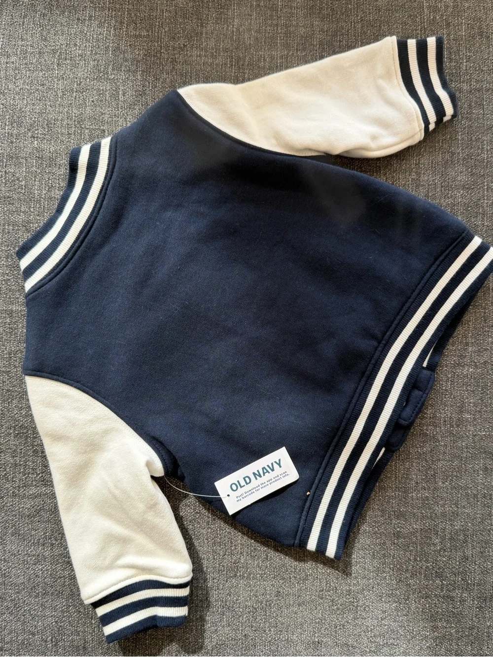 NWT Old Navy button front bomber letterman jacket for toddlers 6-12 months